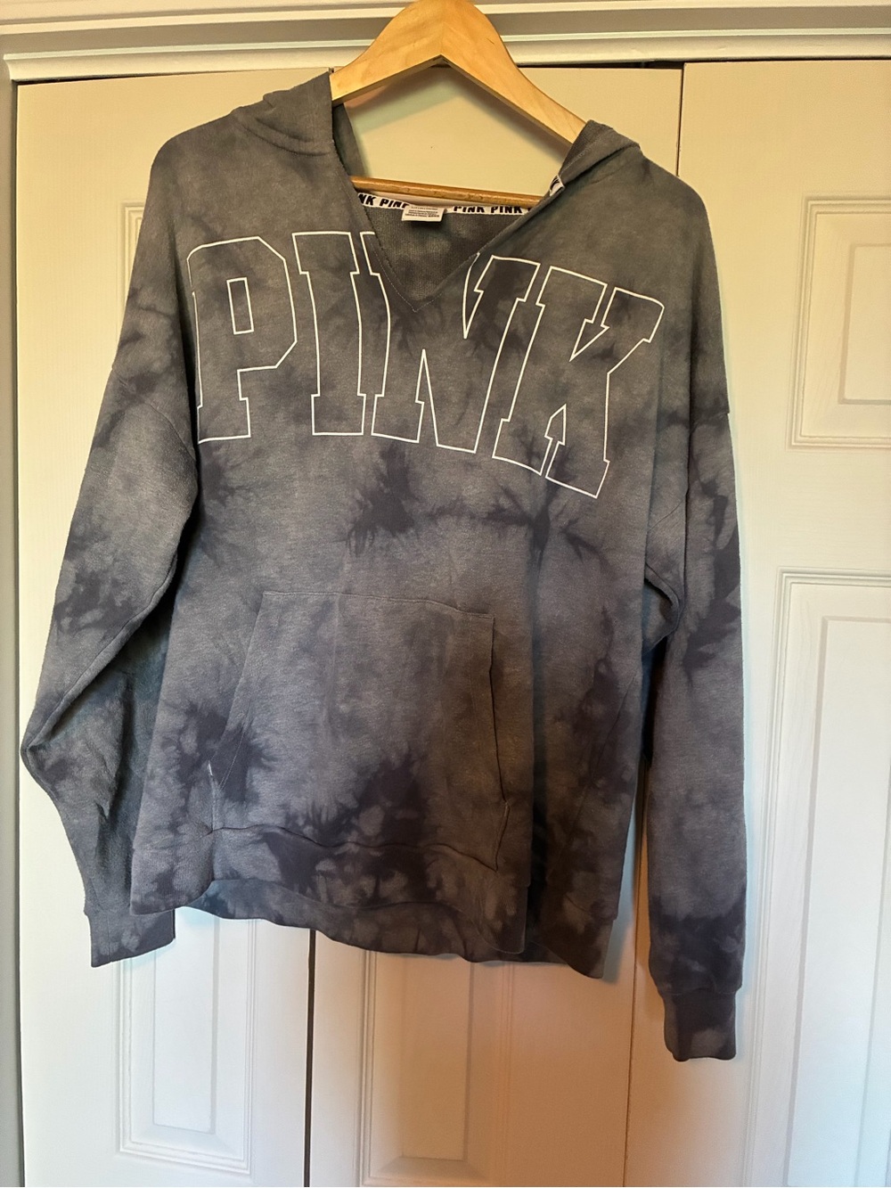 Victoria's Secret PINK Gray Tie-Dye Hooded Sweatshirt OVERSIZED